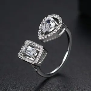 Authentic Ethereal Zircon Halo: Adjustable Golden Geometry Ring