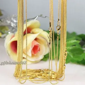 Authentic !10pcs gold plated 1.2mm snake chain necklace 16"