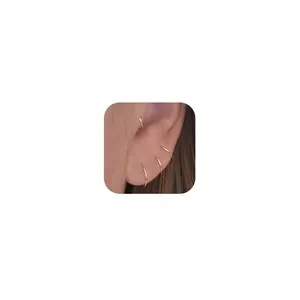 Authentic 20Pcs Gold Plated Hoops Earrings for 20pcs-Gold-(10pcs 6mm + 10pcs 8mm)-20G