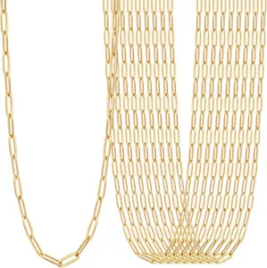 Authentic 10PCS Gold Paperclip Necklace for Jewelry Making 2.5MM 18K Gold Plated