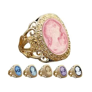 Authentic Queen's Enchanted Cameo Ring Set – 10 Gold‑Plated Jewels of Royal Protection