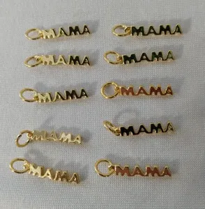 Authentic 10Pcs 18K Real Gold Plated MAMA Charms Word Mother Pendants Love Mother