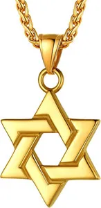 Authentic Gold Plated Jewish Magen Star of David Necklace for Women Men Religious Pendant