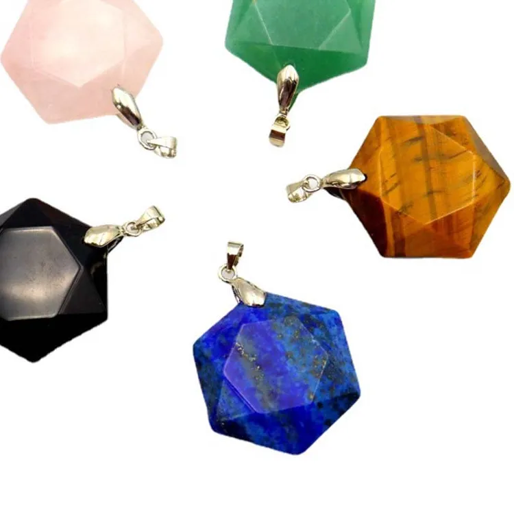Authentic Crystal Hexagram Stone Pendants Diy Necklace Natural Amethyst Quartz Star Of David Faceted Magen David Pendant Jewelry