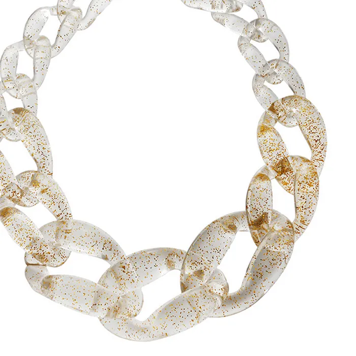Authentic FishSheep Transparent Glitter Acrylic Choker Necklace Resin Clear Chunky Chain Big Pendant Collar Necklaces for Women Jewelry