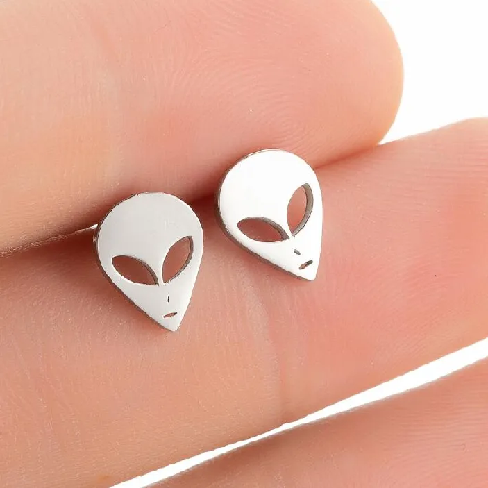 Authentic Ufo Alien Ear Stud Earrings Jewelry Black Smiling Face Earring Accessories