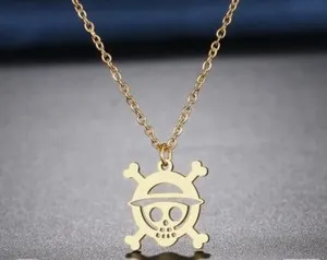 Authentic One Piece Luffy Skeleton Anime Charm Necklace NWT Gold Plated Silver