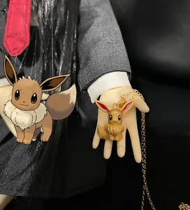 Authentic Anime Necklace Pokemon Eevee 999 Gold Plated Necklace Women Girl