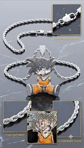 Authentic Celestial Anime Guardian Pendant on a 14K White‑Gold Rope Chain