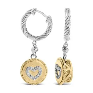 Authentic 18K Yellow Gold Plated .925 Sterling Silver 1/8 Cttw Diamond Heart