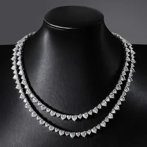 Authentic Heart Cut Moissanite Wedding Necklace Sterling Silver 18K White Gold Plated