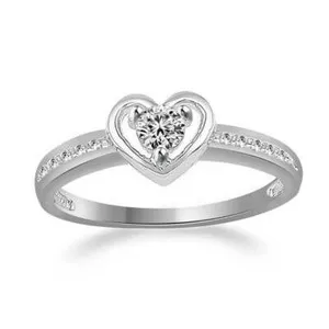 Authentic The Eternal Luminescence Heart Promise Ring in 18K White Gold Plate