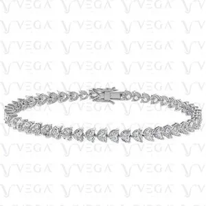 Authentic Celestial Heart Moissanite Tennis Bracelet in 18K White Gold Finish