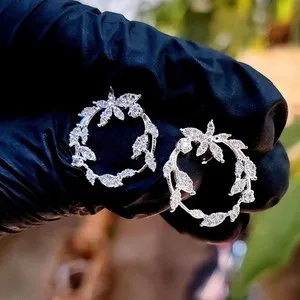 Authentic Botanical Radiance Leaf Studs in White Gold Resonance