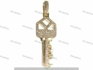 Authentic 14K Rose Gold Plated 1.00 CT Moissanite Men's Beautiful Master Key Charm Pendant