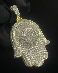 Authentic The Celestial Hamsa: 2.23ct Moissanite Gold-Plated Guardian Pendant