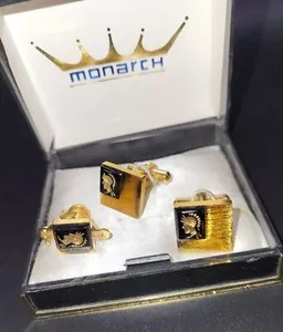 Authentic The Monarchs Oath Ancient Roman Style Gold Plated Onyx Cufflinks