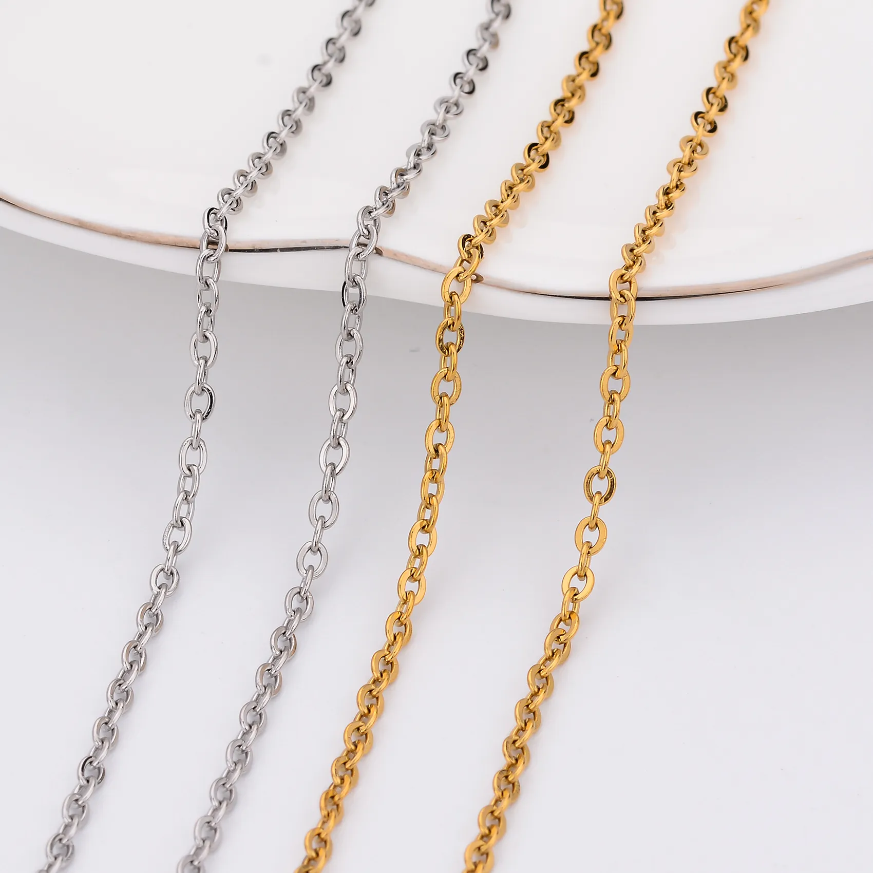 Authentic 1Pc Width 2- 5Mm Link Chains Gold Color Handmade Necklace Chains For Diy Bracelet Supplies Jewelry Making