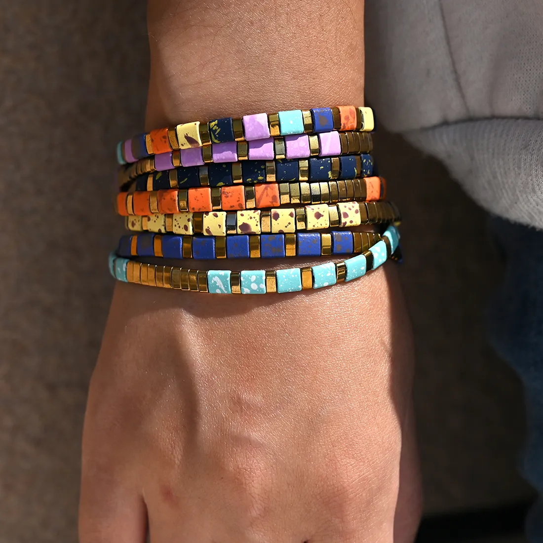 Authentic Tila Beads Bracelet Design Hematite Stackable Colorful Pulseras Femme Jewelry Accessories