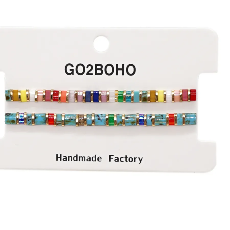 Authentic Go2Boho Boho Jewelry Miyuki Tila Bead Bracelet Jewellery Rainbow Pulseras Mulicolor Beads Summer Beach Bracelets