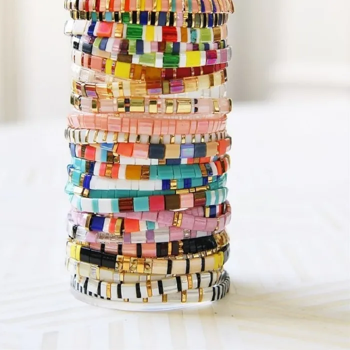 Authentic Go2boho Tila Bracelet Women's Jewelry Bohemian Stretch Tile Pulseras Girl Japanese Miyuki Delica Beads Bracelets Gifts for Her