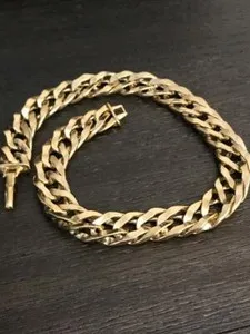 Authentic VINT. GUY LAROCHE RARE MODERNIST CURB LINK HEAVY COUTURE GOLD PLATED NECKLACE