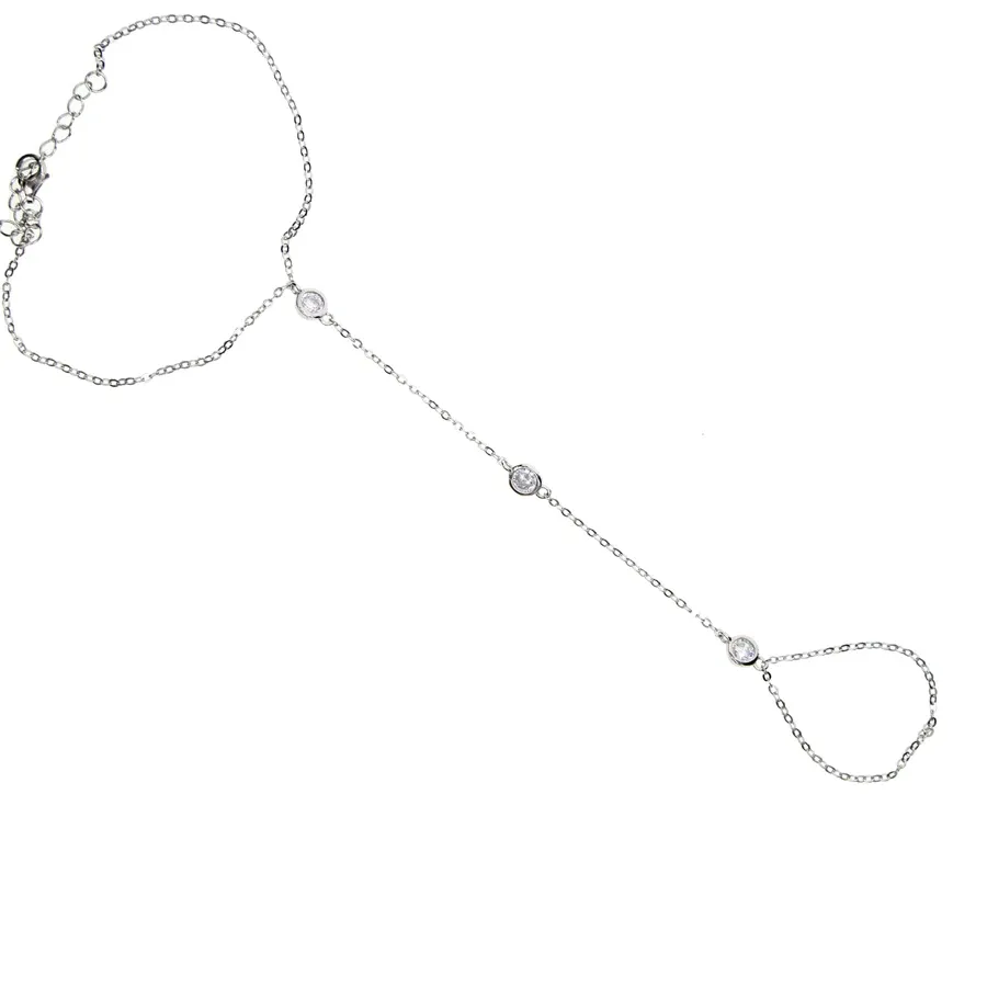 Authentic The Veiled Meridian Handchain: 925 Sterling Silver and Zirconia Slave Bracelet