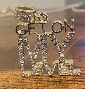 Authentic 3Ct Round Real Moissanite GET ON MY LEVEL Custom Pendant 14K Yellow Gold Plated