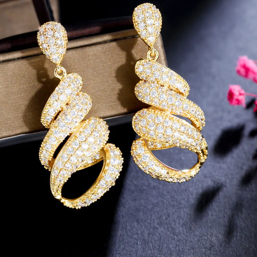 Authentic Ethereal Infinity Geometric Gold Drop Earrings