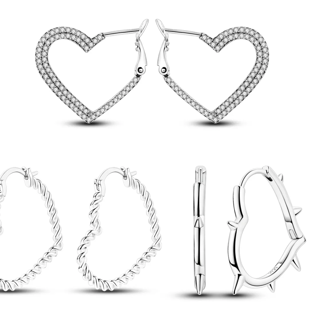 Authentic MISEFF S925 Sterling Silver Earring Valentine's Day Endless Love Zirconia Heart Earrings For Women Birthday Silver Jewelry