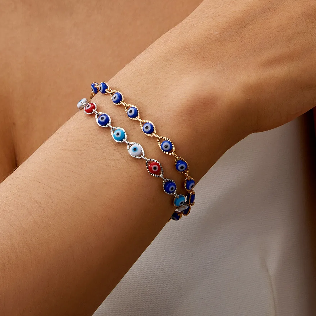 Authentic Turkish Lucky Evil Eye Bracelets Red Blue Eye Adjustable Chain Good Luck Wealth Friendship Jewelry