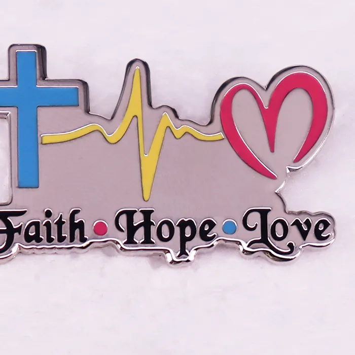 Authentic Faith Hope Love Badge Religious Christian Enamel Pin Brooch Jewelry For Your Friend