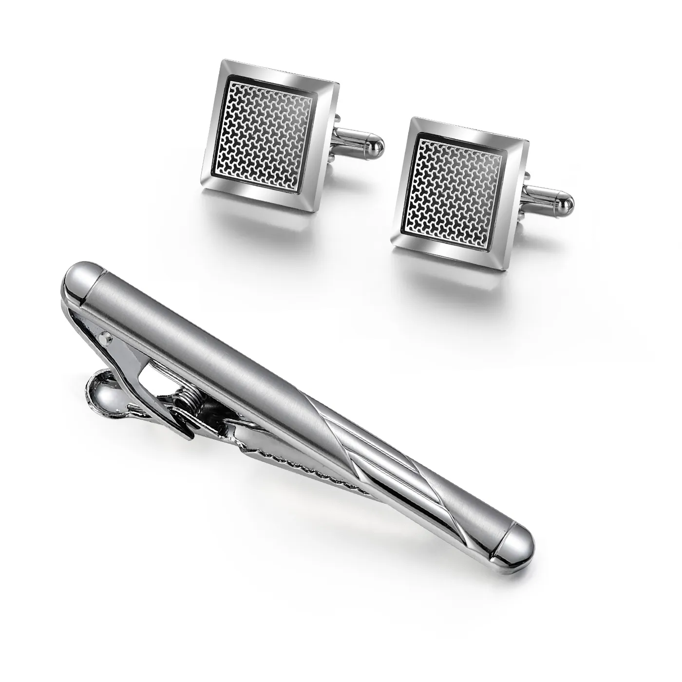 Authentic The Geometric Anchor: Sacred Square Cufflink and Tie Clip Set