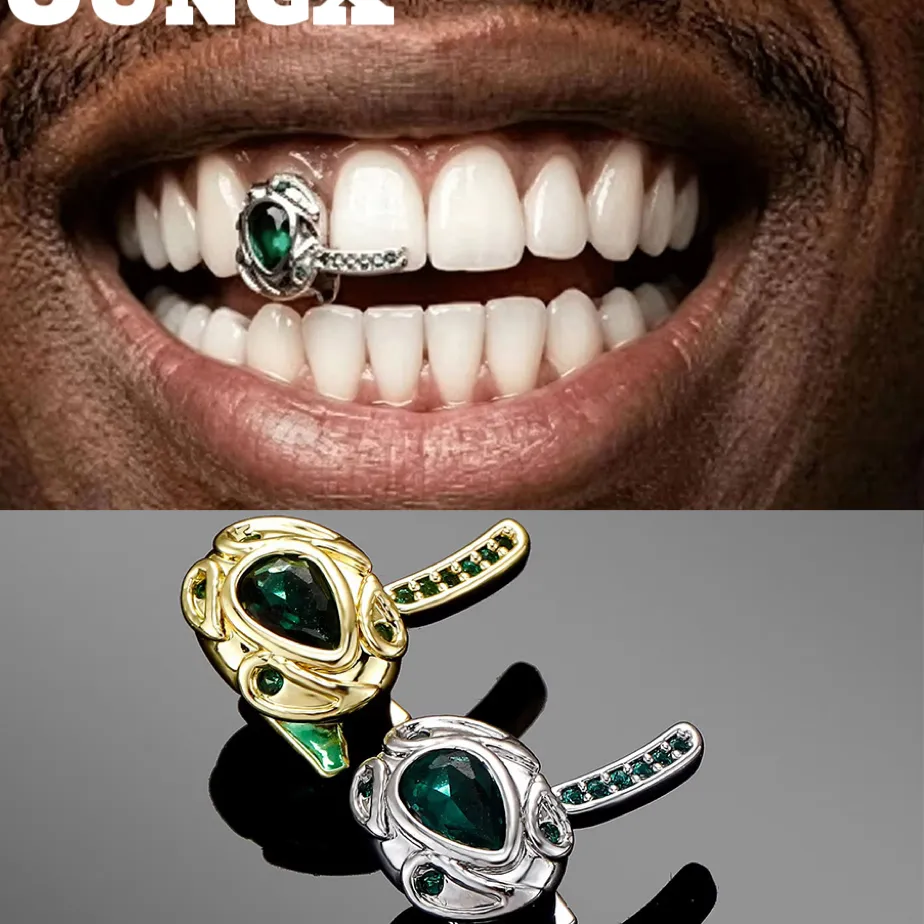 Authentic Verdant Fang of the Serpent Star - Green Zircon Dental Grillz of Enchantment