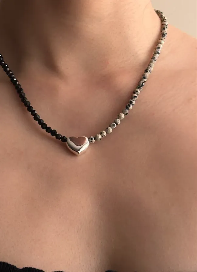 Authentic Natural Beads Heart Pendant Choker Necklace Wowen Jewelry Party Designer T Show Runway Gown Japan Korean