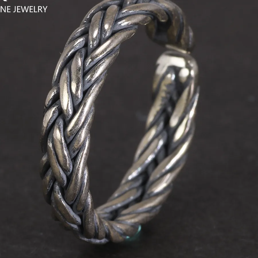 Authentic The Weaver's Bond: S925 Sterling Silver Braided Viking Talisman Band