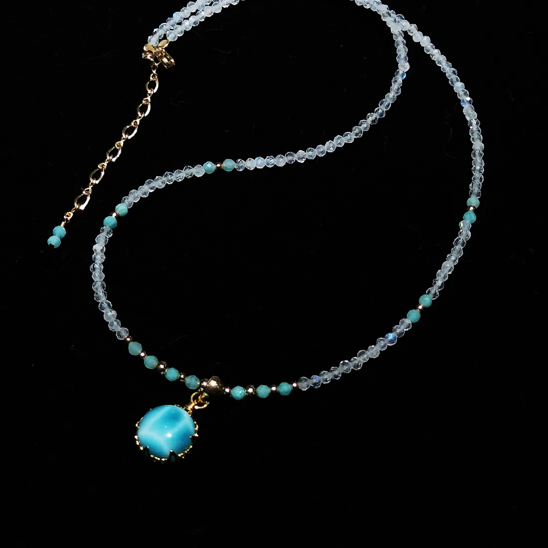 Authentic LiiJi 925 Sterling Silver Genuine Moonstone Amazonite Larimar Pendant Charms Goldfilled Delicated Handmade Necklace