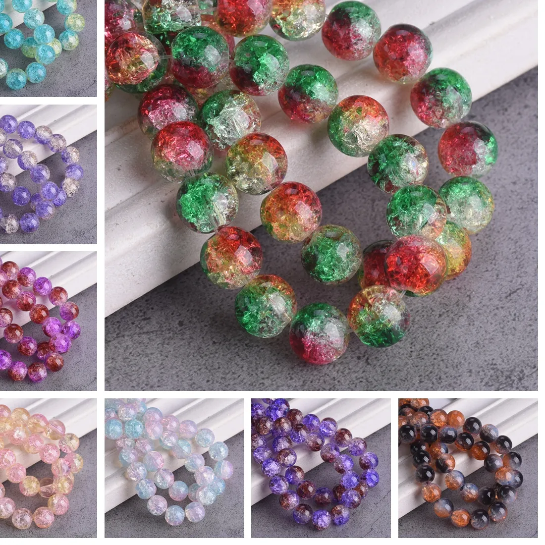 Authentic Prismatic Spark of the Aurora: Rainbow Crackle Crystal Beads