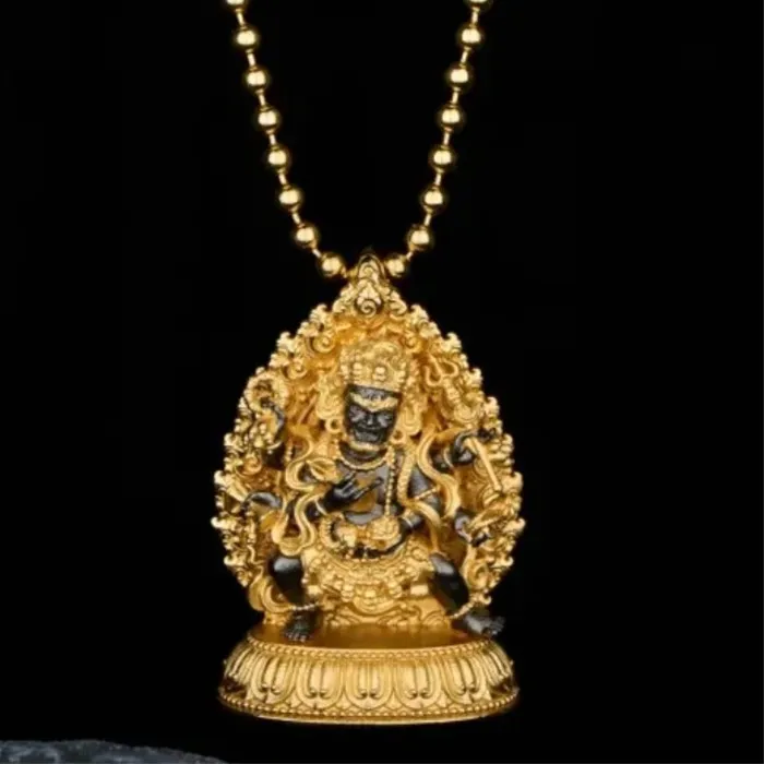 Authentic The Golden Guardian: Mahakala and Yellow Jambhala Prosperity Amulet