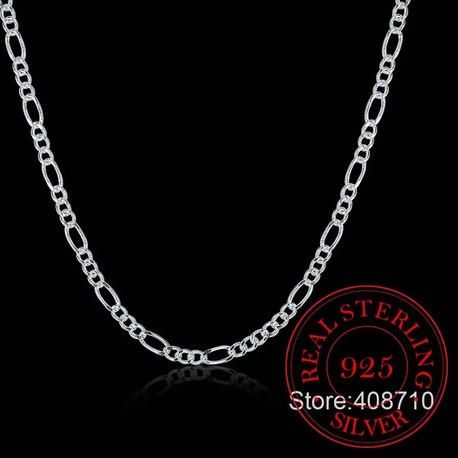 Authentic Italy Made 925 Sterling Silver Figaro Chain 2mm Slim Choker Necklace Women Jewelry kolye collier collares ketting Colar 40-60cm