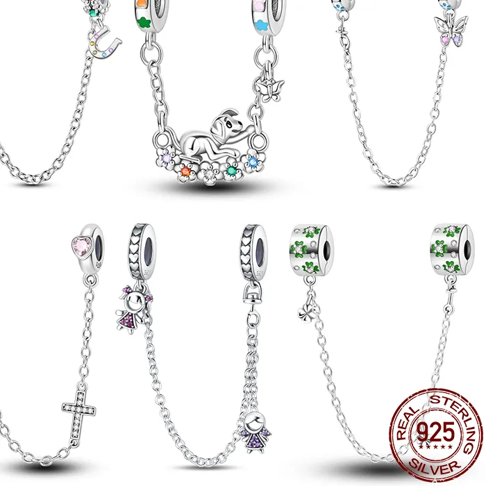 Authentic The Four-Leaf Clover Silver Safety Chain of Destiny