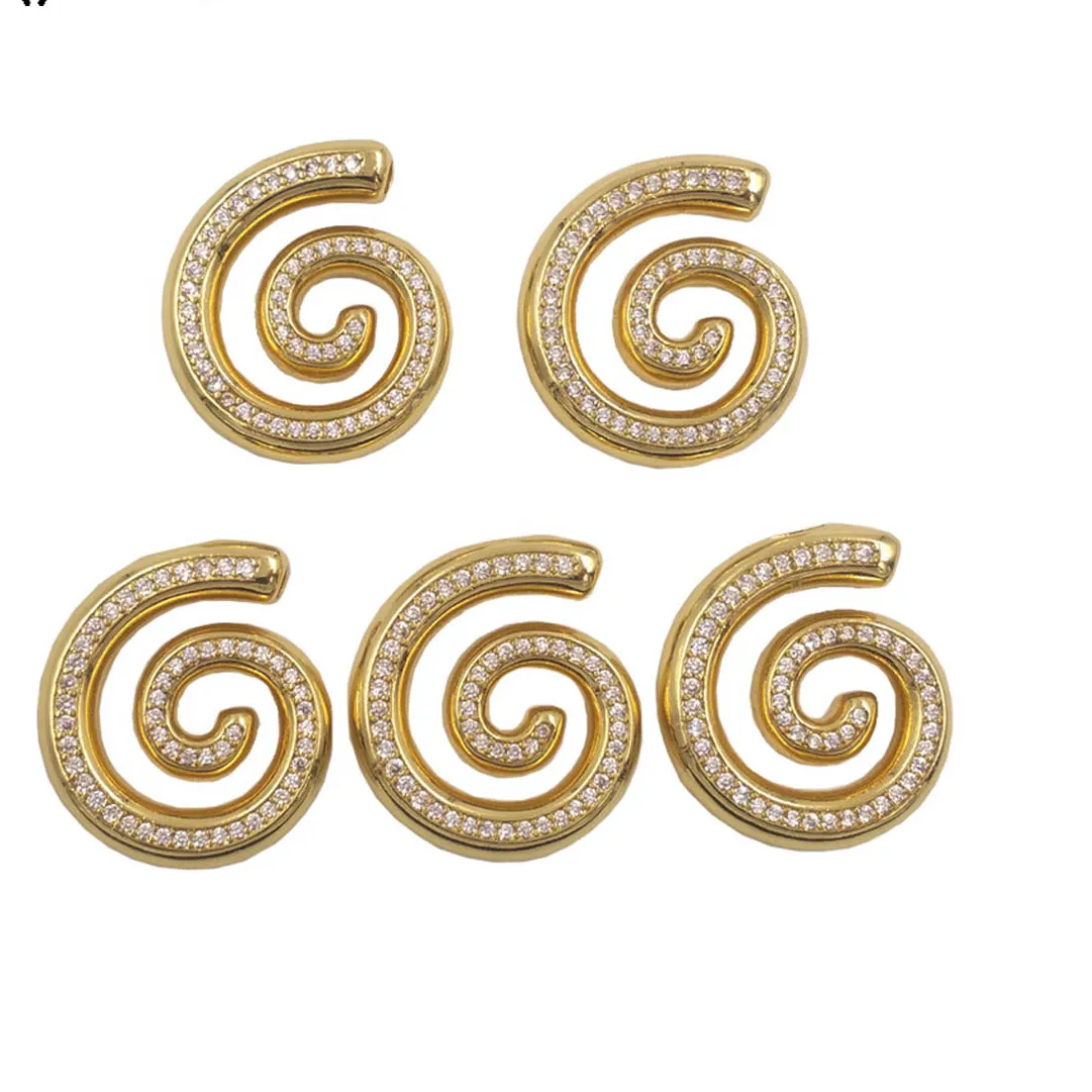 Authentic Wt- Mp326 Lovely Boutique 18K Gold Plated Yellow And Zircon Spiral Shape Pendant For Handmade Necklace Findings