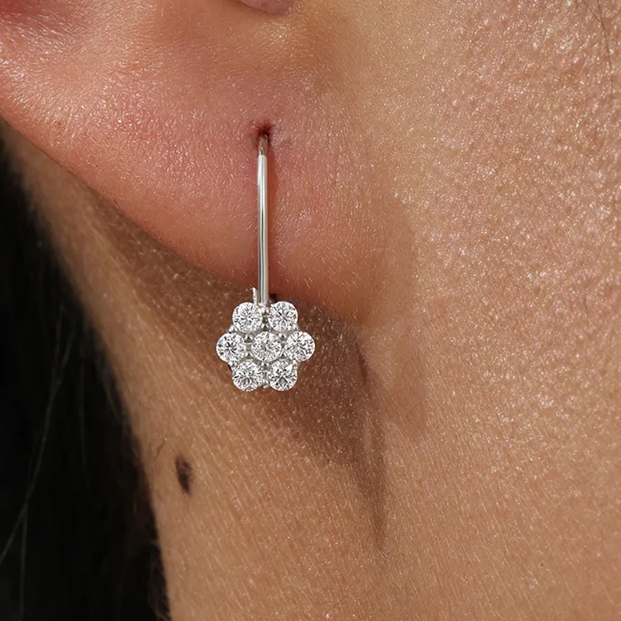 Authentic Celestial Blossom Moissanite and Silver Sacred Hoop Earrings