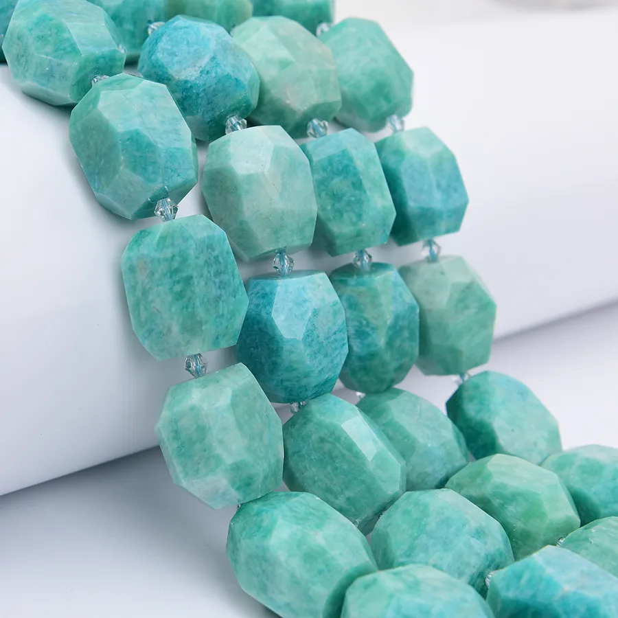 Authentic Amazonite Earth-Heart Rectangular Talisman Strands