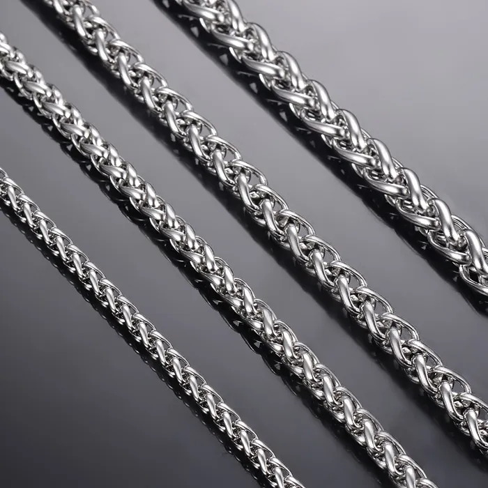 Authentic Keel Link Chain Necklace for Men Women Braided Wheat Chain 2.5/3/4/5/6mm Daily Jewelry