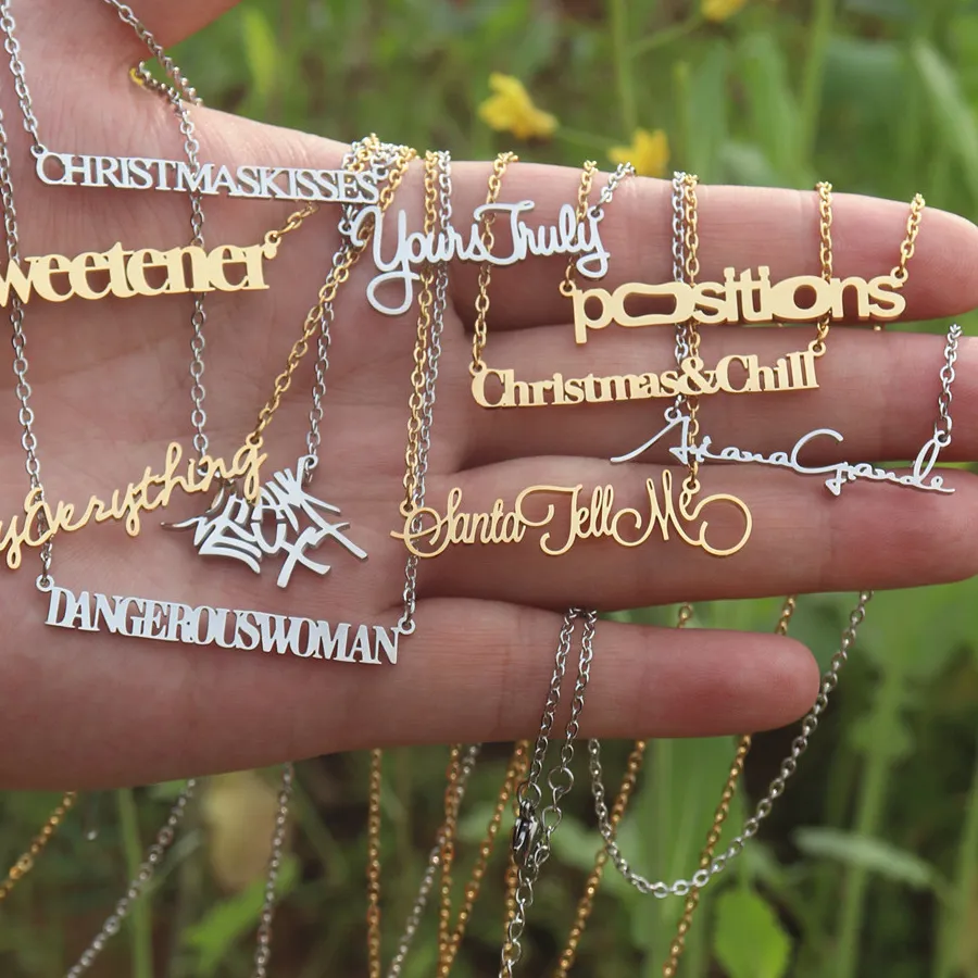 Authentic Ariana Signature Necklace Music Album Positions Yours Truly Necklaces Fan Christmas Chill Concert Jewelry