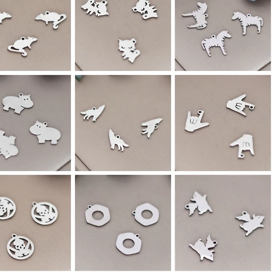 Authentic 3pcs Charms Mouse Hippo Howling Wolf Skates Shoes Skull Pendant DIY Jewelry Making Earrings Necklace Bracelet