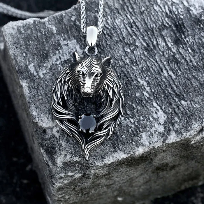 Authentic BEIER Punk 316L design howling gem wolf pendant necklace viking men celt Charm jewelry BP8-580