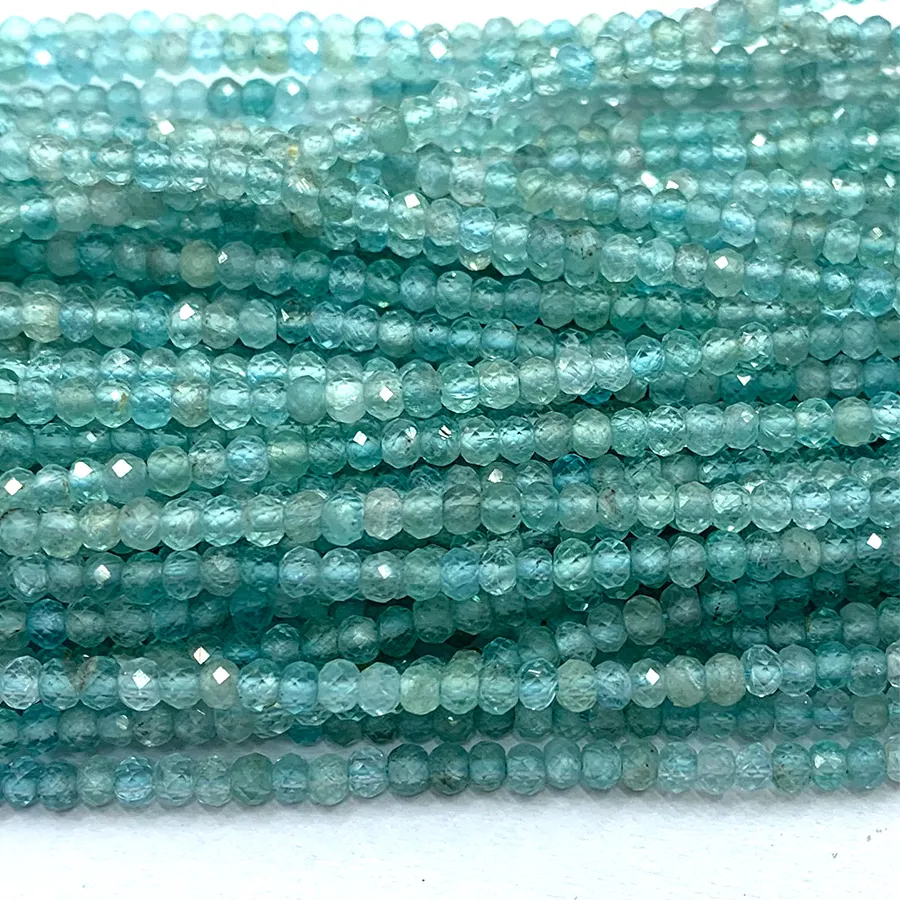 Authentic Veemake Apatite Fluorapatite Natural DIY Necklace Bracelets Ring Faceted Small Rondelle Women's Beads For Jewelry Making 06701