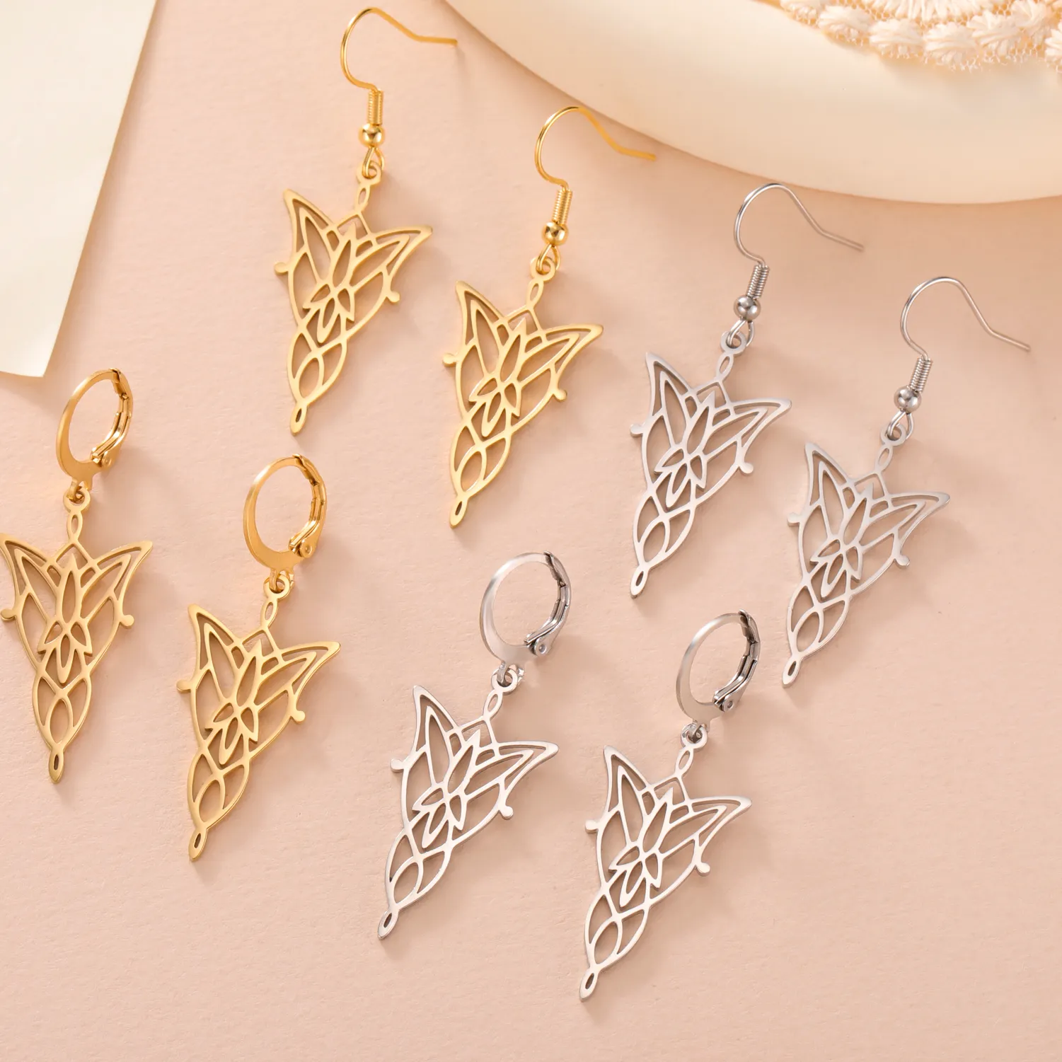 Authentic The Lord Of The Rings Pendant Earrings Elf Princess Sacred Geometry Pendant Earrings Jewelry